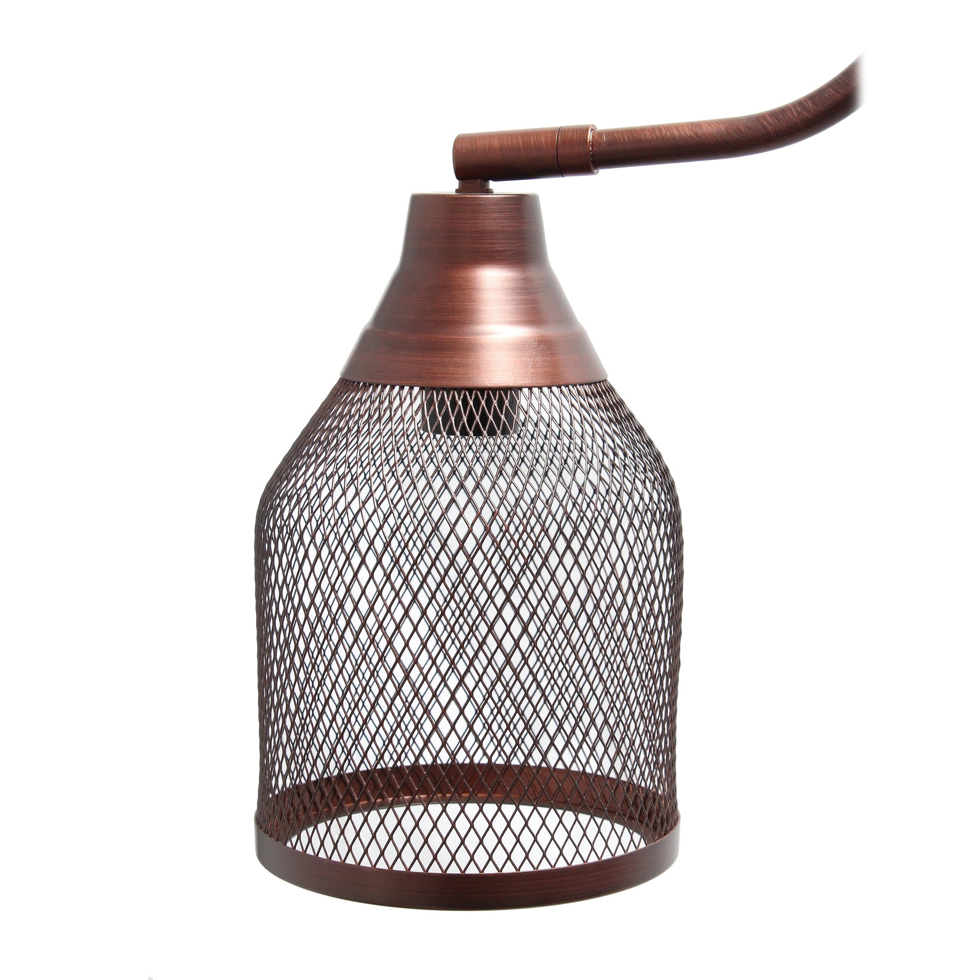 All The Rages Lalia Home Red Bronze Vintage Arched 1-Light Floor Lamp With Iron Mesh Shade