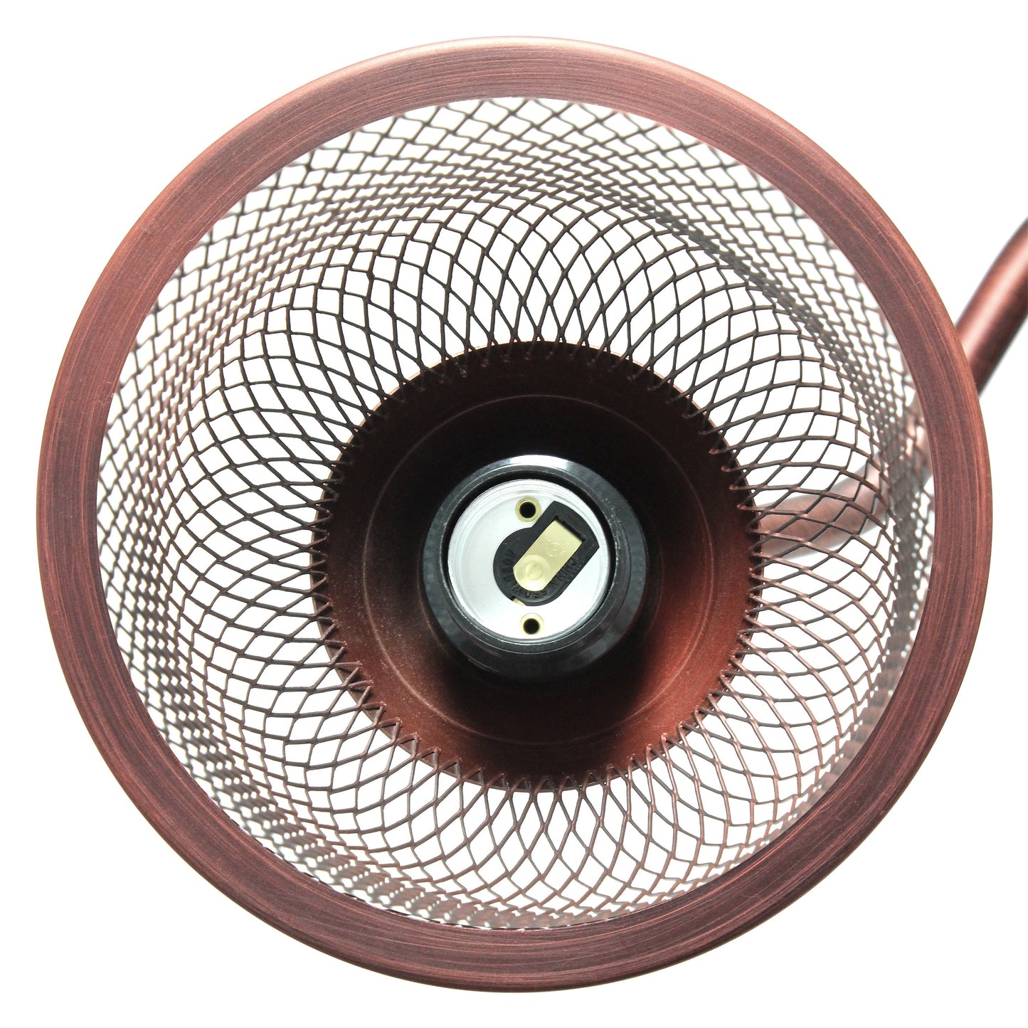 All The Rages Lalia Home Red Bronze Vintage Arched 1-Light Floor Lamp With Iron Mesh Shade