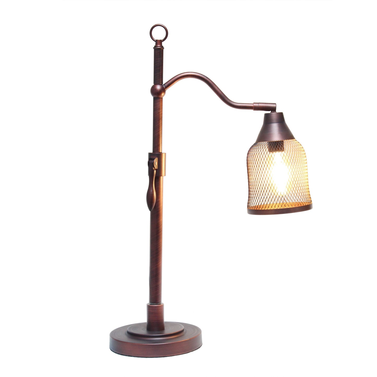 All The Rages Lalia Home Red Bronze Vintage Arched Table Lamp With Iron Mesh Shade