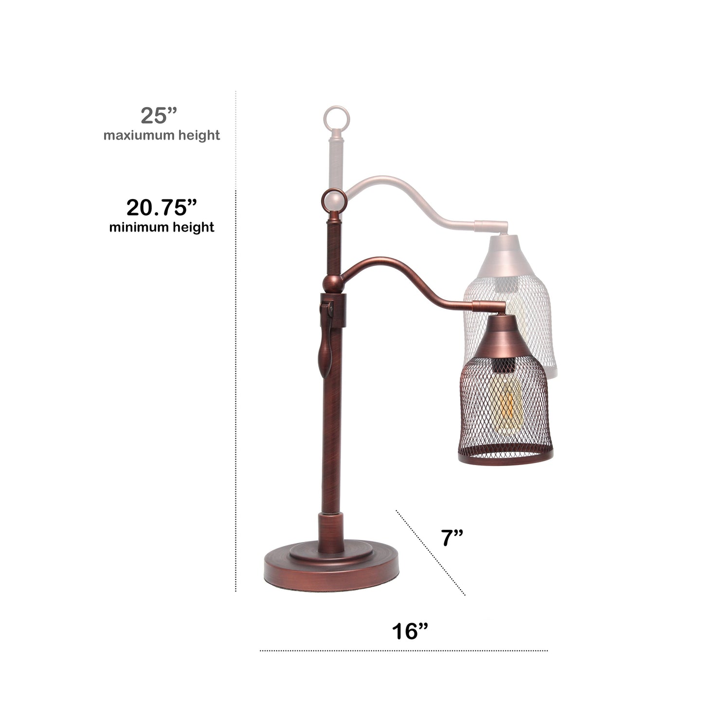 All The Rages Lalia Home Red Bronze Vintage Arched Table Lamp With Iron Mesh Shade