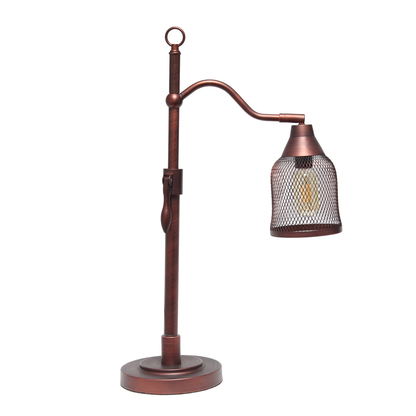 All The Rages Lalia Home Red Bronze Vintage Arched Table Lamp With Iron Mesh Shade