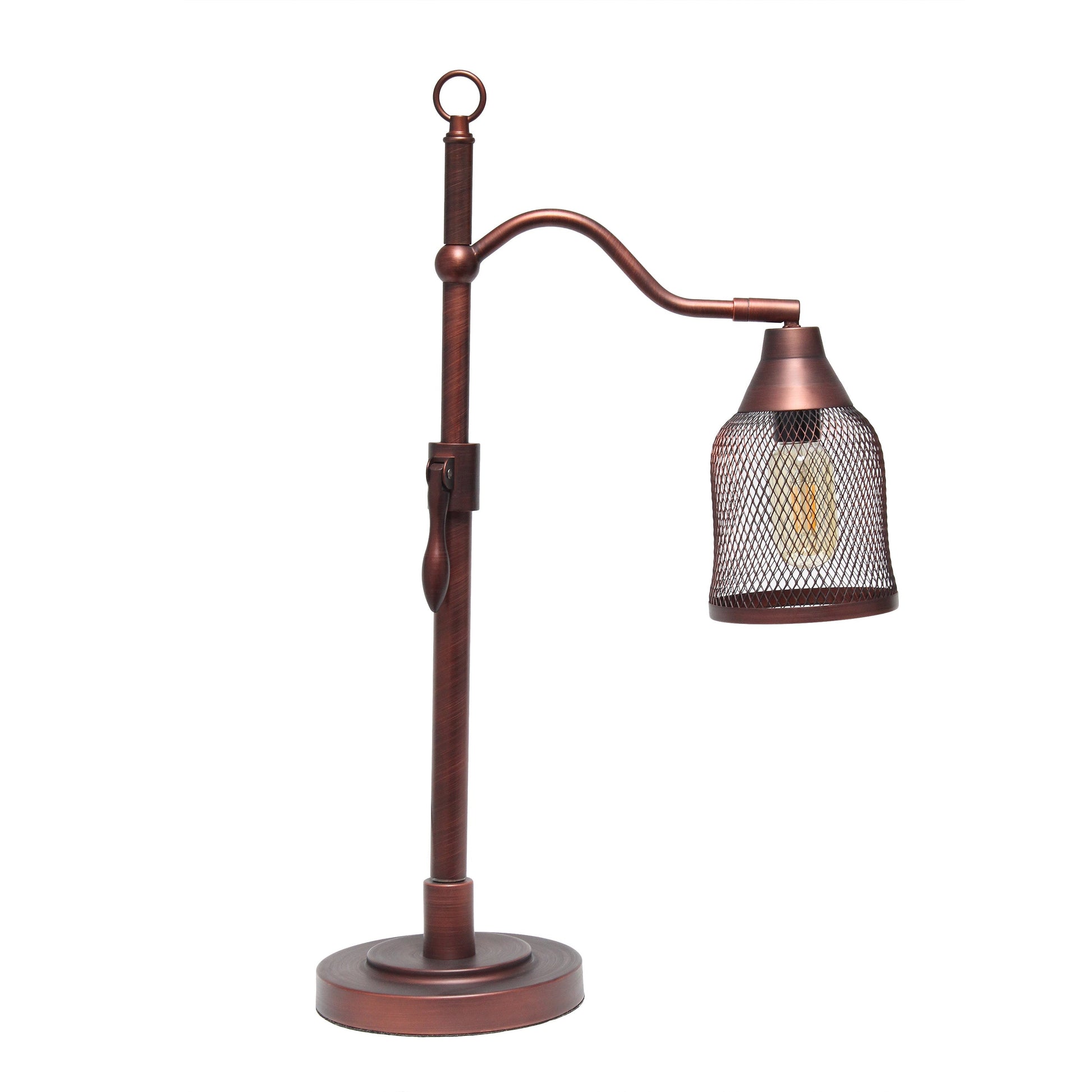 All The Rages Lalia Home Red Bronze Vintage Arched Table Lamp With Iron Mesh Shade