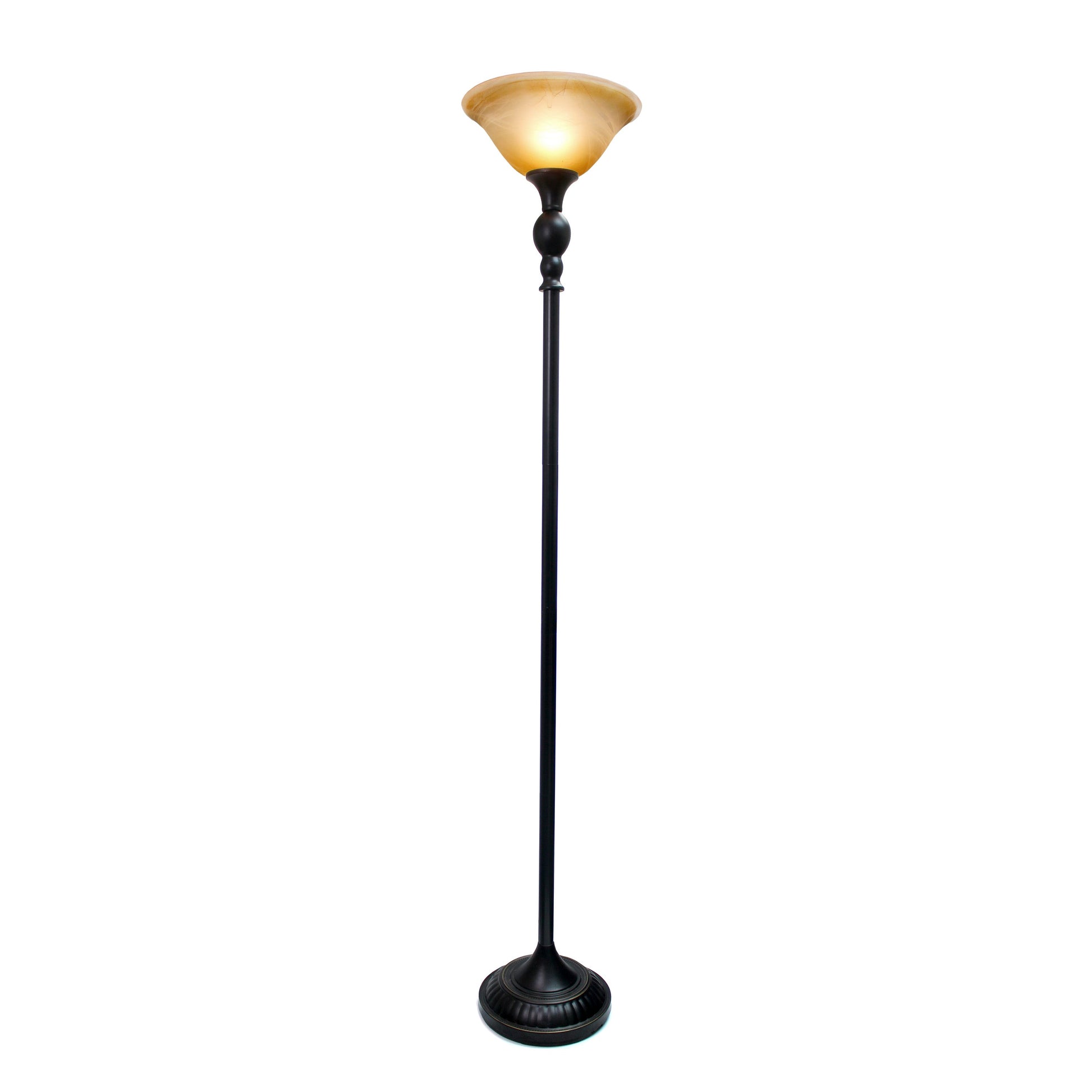 All The Rages Lalia Home Restoration Bronze 1-Light Classic Torchiere Floor Lamp With Marbleized Glass Shade