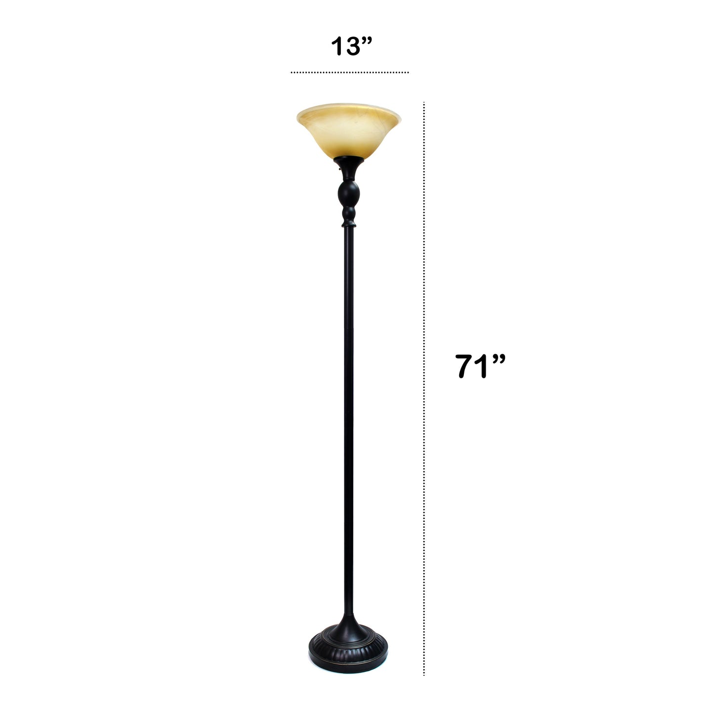 All The Rages Lalia Home Restoration Bronze 1-Light Classic Torchiere Floor Lamp With Marbleized Glass Shade