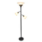 All The Rages Lalia Home Restoration Bronze Torchiere Floor Lamp With 2 Reading Lights & Scalloped Glass Shades