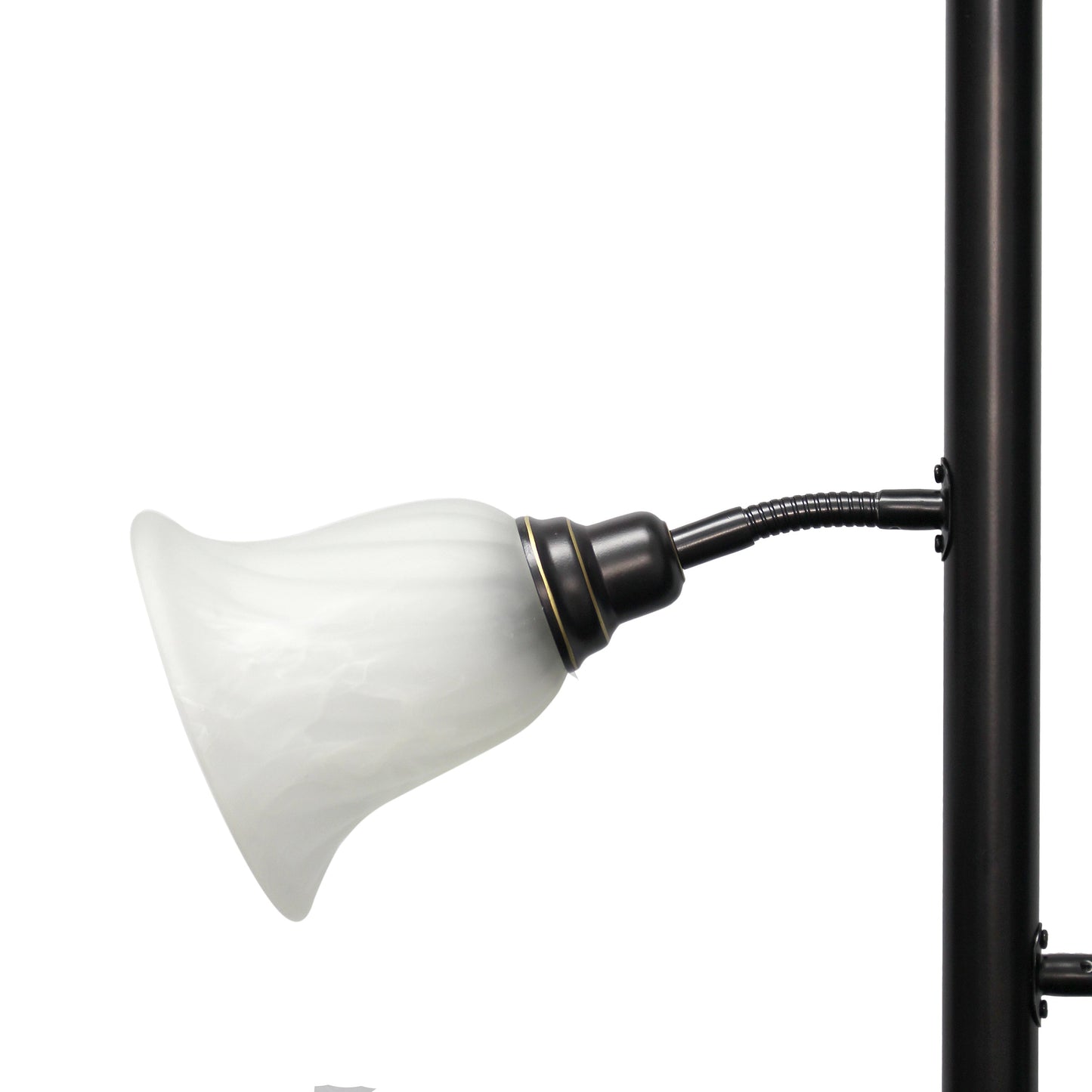 All The Rages Lalia Home Restoration Bronze Torchiere Floor Lamp With 2 Reading Lights & Scalloped Glass Shades