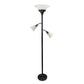 All The Rages Lalia Home Restoration Bronze Torchiere Floor Lamp With 2 Reading Lights & Scalloped Glass Shades