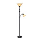 All The Rages Lalia Home Restoration Bronze Torchiere Floor Lamp With Reading Light & Marble Glass Shades