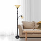All The Rages Lalia Home Restoration Bronze Torchiere Floor Lamp With Reading Light & Marble Glass Shades