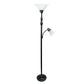 All The Rages Lalia Home Restoration Bronze Torchiere Floor Lamp With Reading Light & Marble Glass Shades