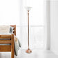 All The Rages Lalia Home Rose Gold 1-Light Classic Torchiere Floor Lamp With Marbleized Glass Shade