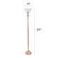 All The Rages Lalia Home Rose Gold 1-Light Classic Torchiere Floor Lamp With Marbleized Glass Shade