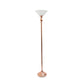 All The Rages Lalia Home Rose Gold 1-Light Classic Torchiere Floor Lamp With Marbleized Glass Shade