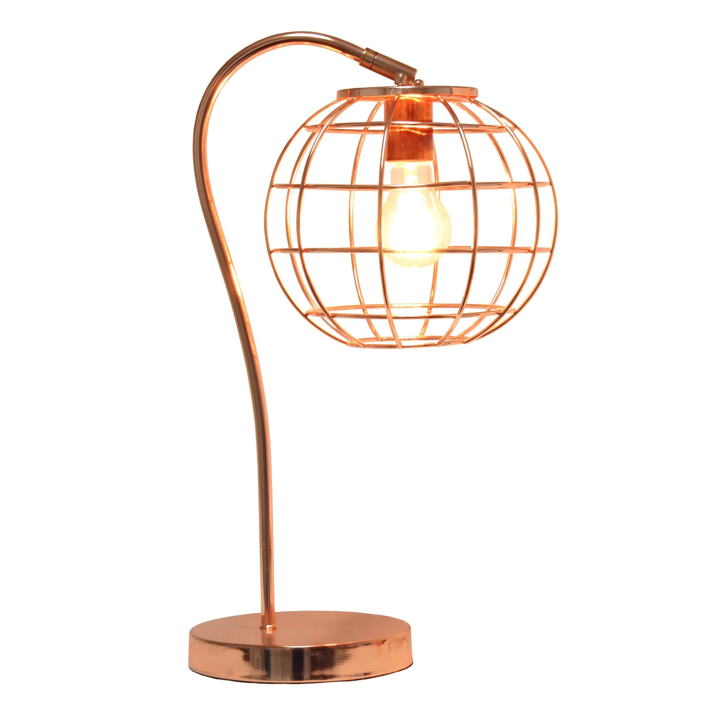 All The Rages Lalia Home Rose Gold Arched Metal Cage Table Lamp