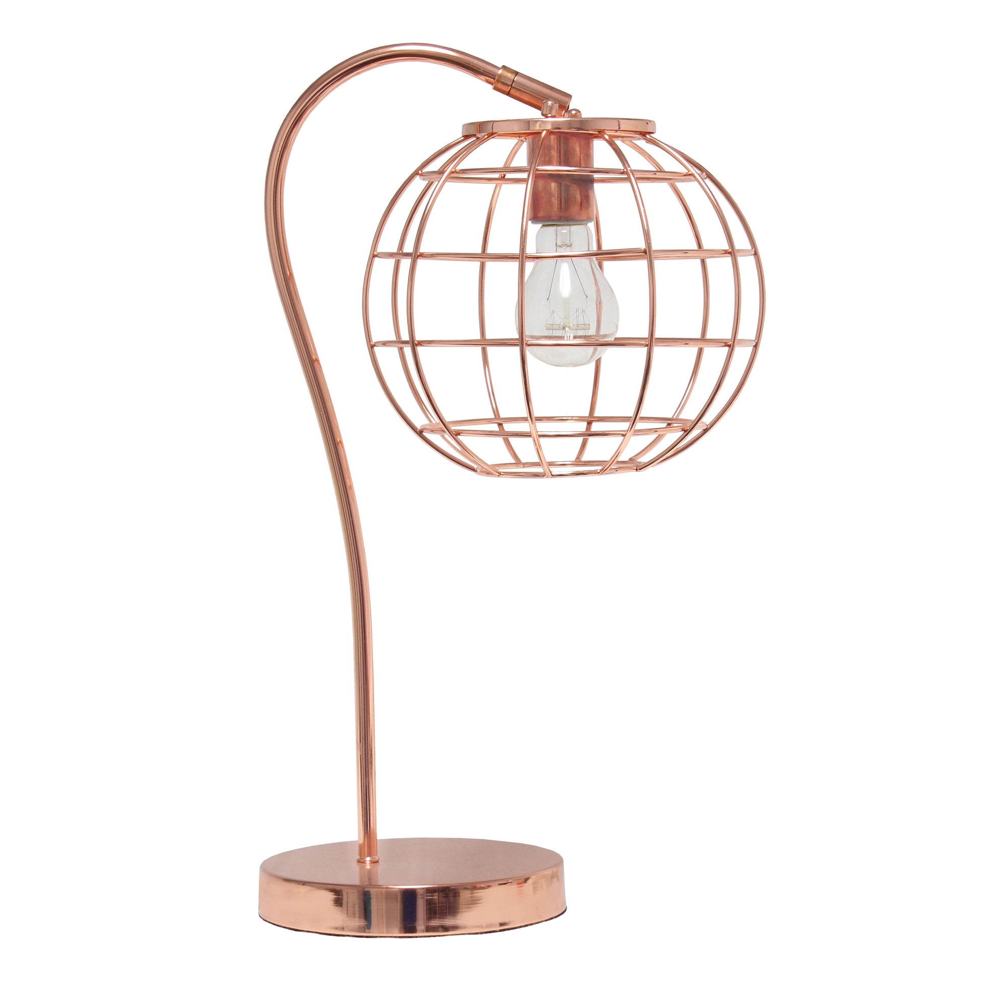 All The Rages Lalia Home Rose Gold Arched Metal Cage Table Lamp