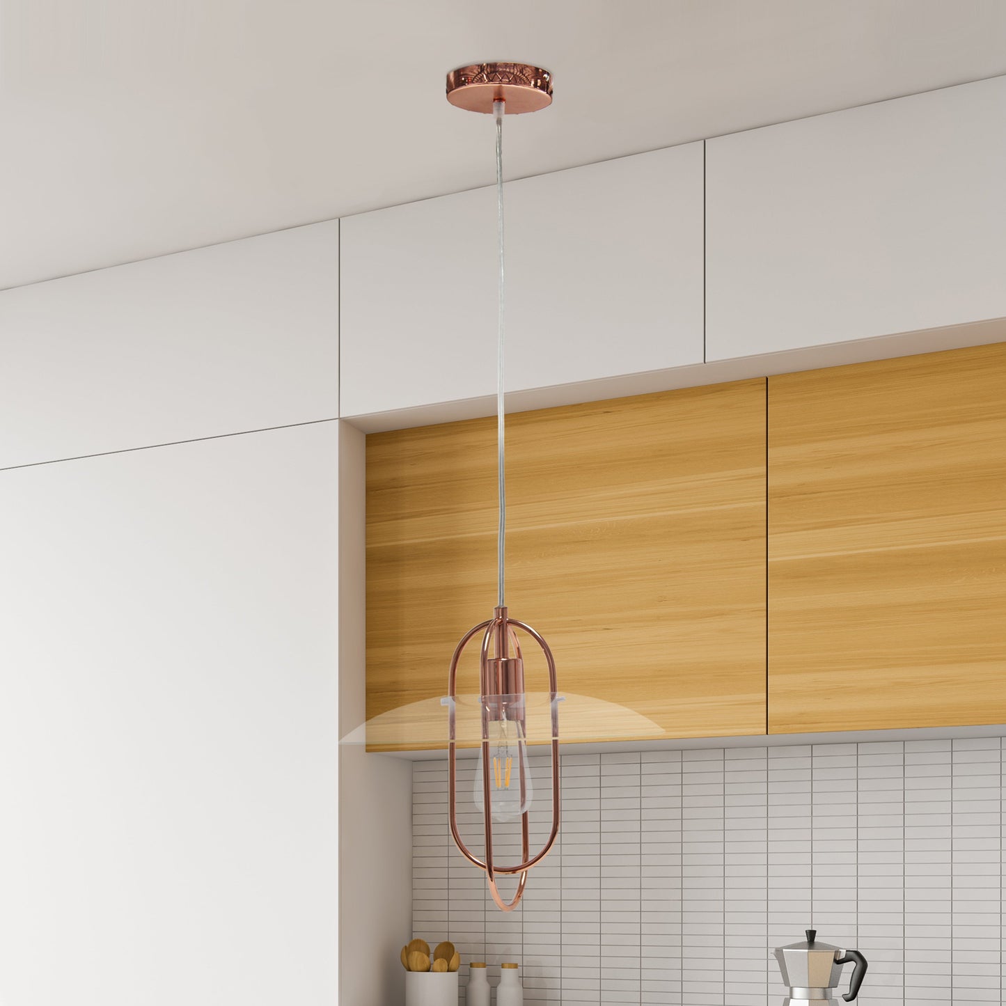 All The Rages Lalia Home Rose Gold Elongated Metal Pendant Light