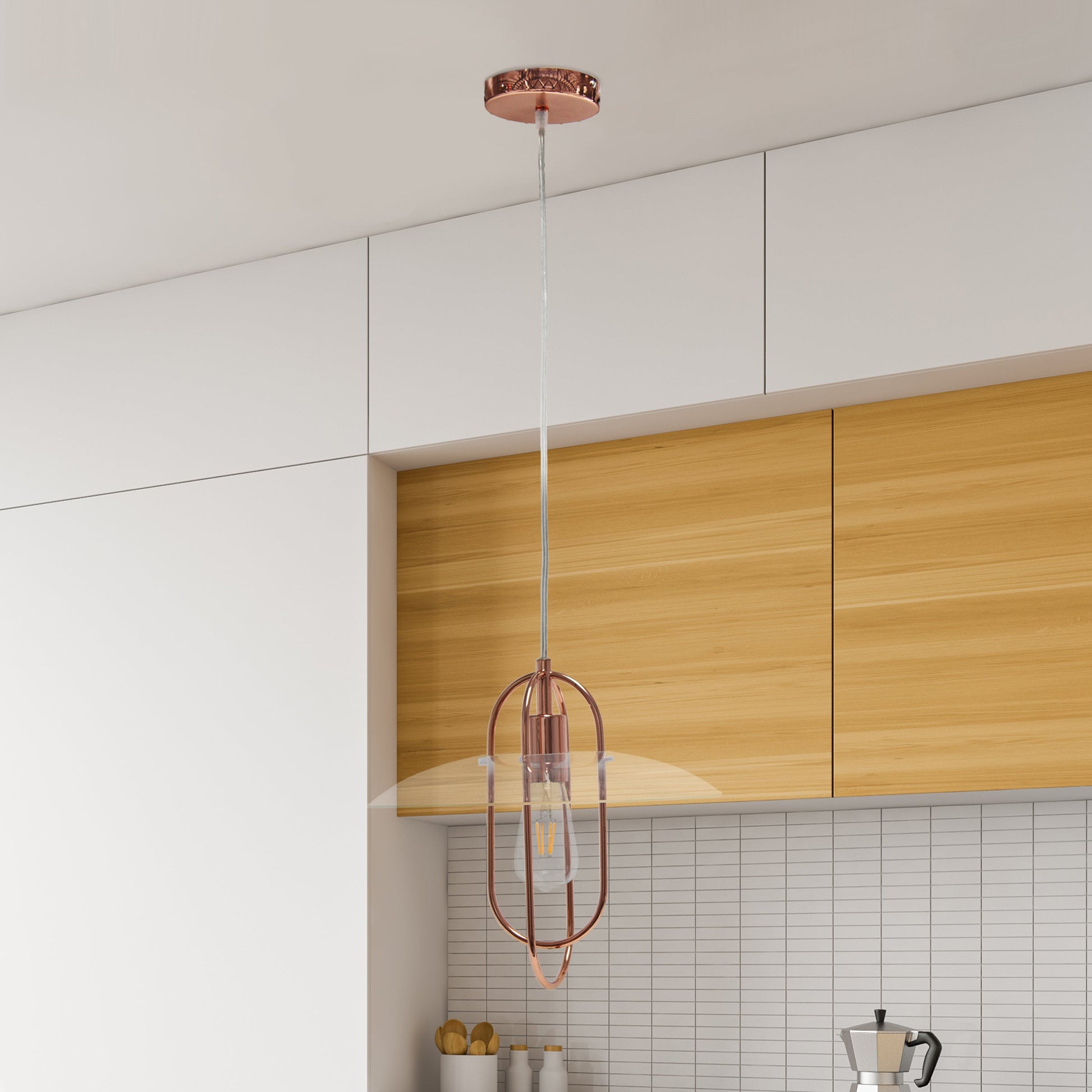 All The Rages Lalia Home Rose Gold Elongated Metal Pendant Light