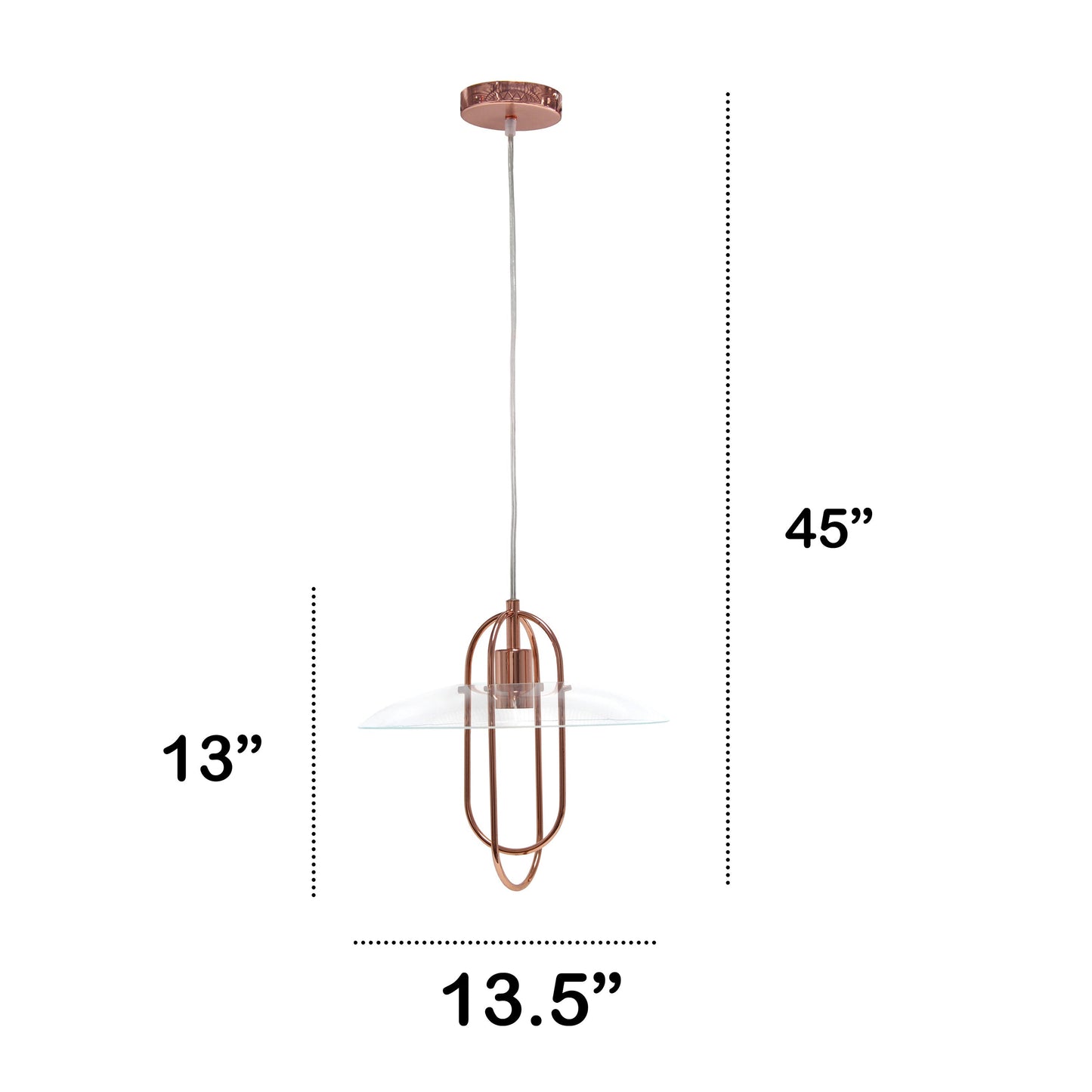 All The Rages Lalia Home Rose Gold Elongated Metal Pendant Light