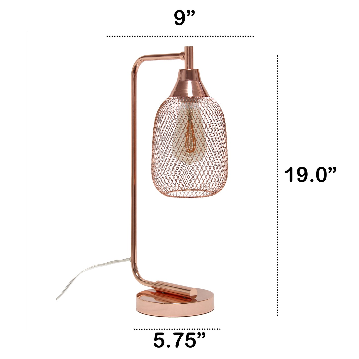 All The Rages Lalia Home Rose Gold Industrial Mesh Table Lamp