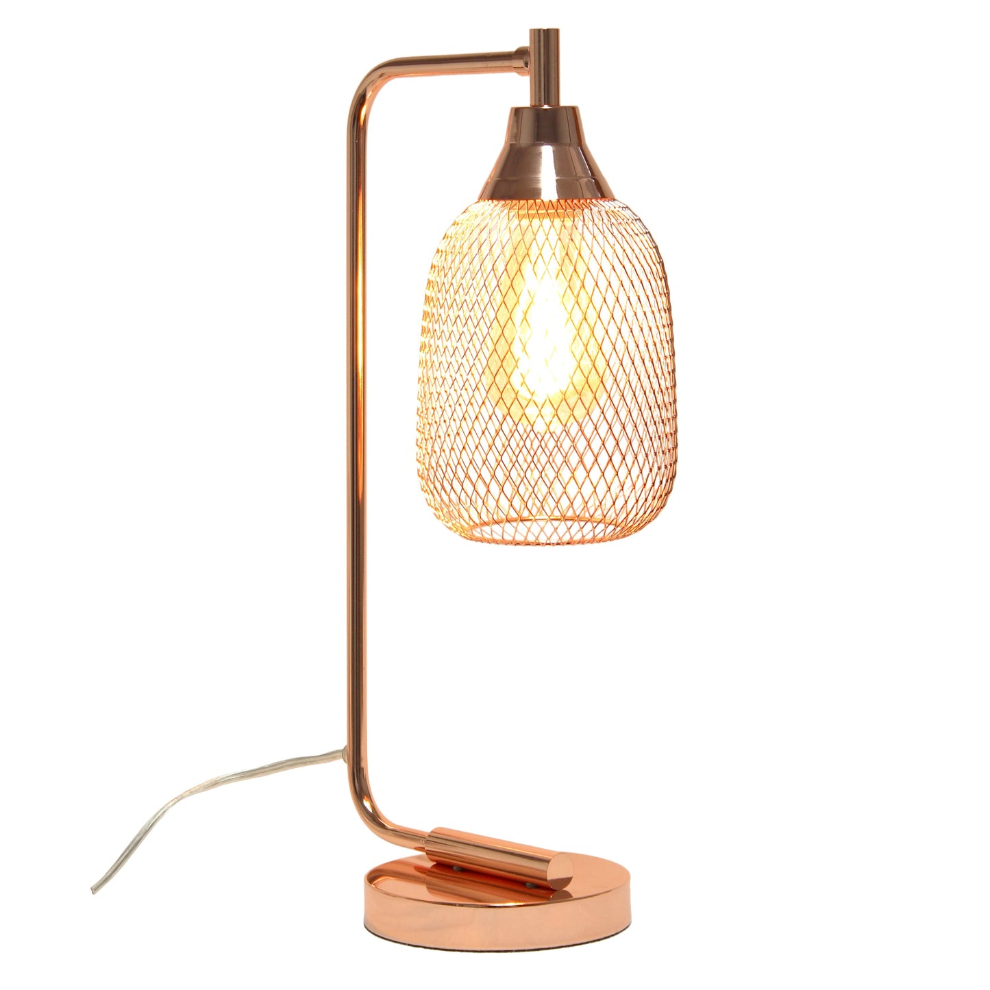 All The Rages Lalia Home Rose Gold Industrial Mesh Table Lamp