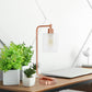 All The Rages Lalia Home Rose Gold Iron Table Lamp With Glass Shade