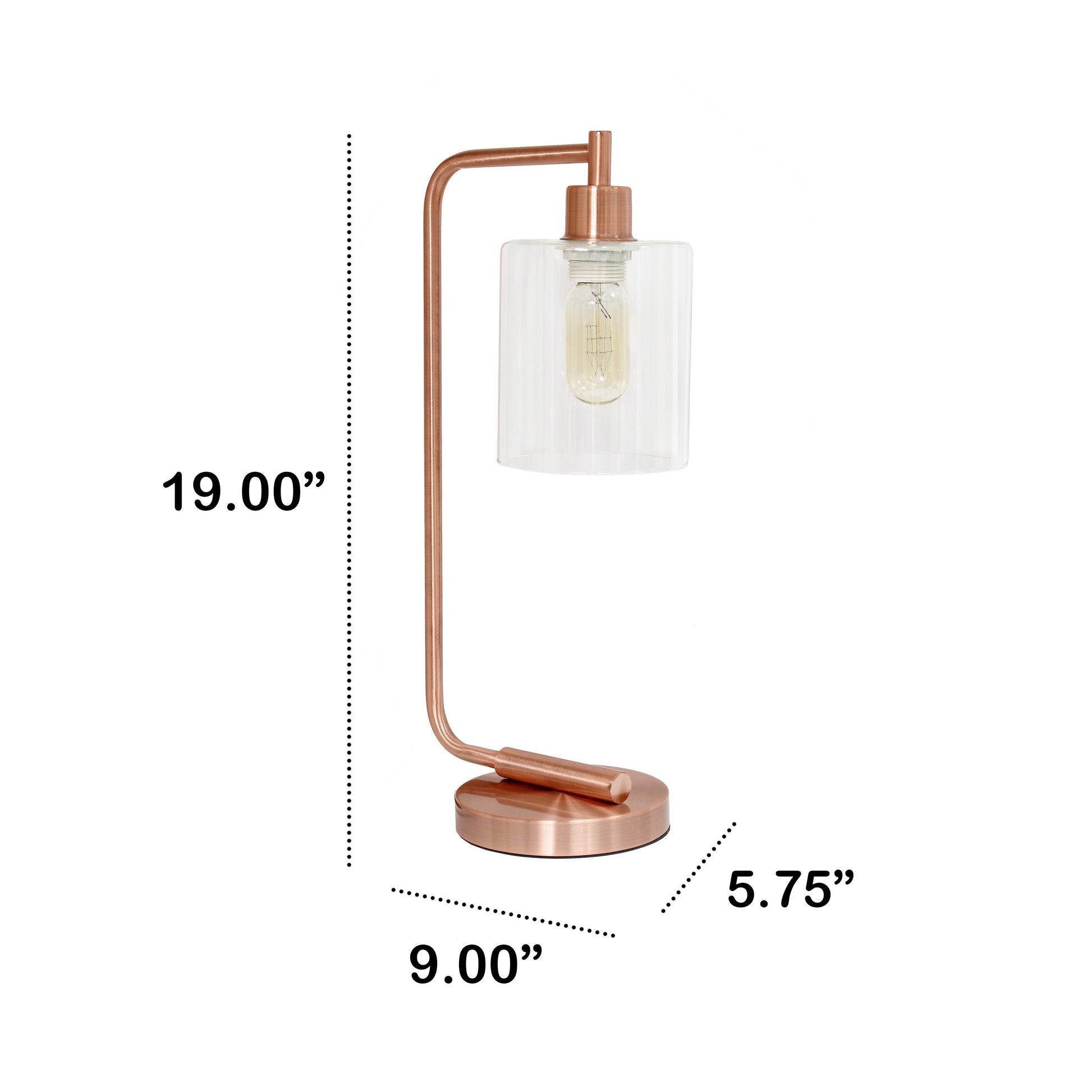 All The Rages Lalia Home Rose Gold Iron Table Lamp With Glass Shade