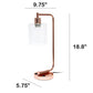 All The Rages Lalia Home Rose Gold Iron Table Lamp With USB Port & Glass Shade