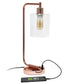 All The Rages Lalia Home Rose Gold Iron Table Lamp With USB Port & Glass Shade