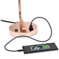 All The Rages Lalia Home Rose Gold Iron Table Lamp With USB Port & Glass Shade