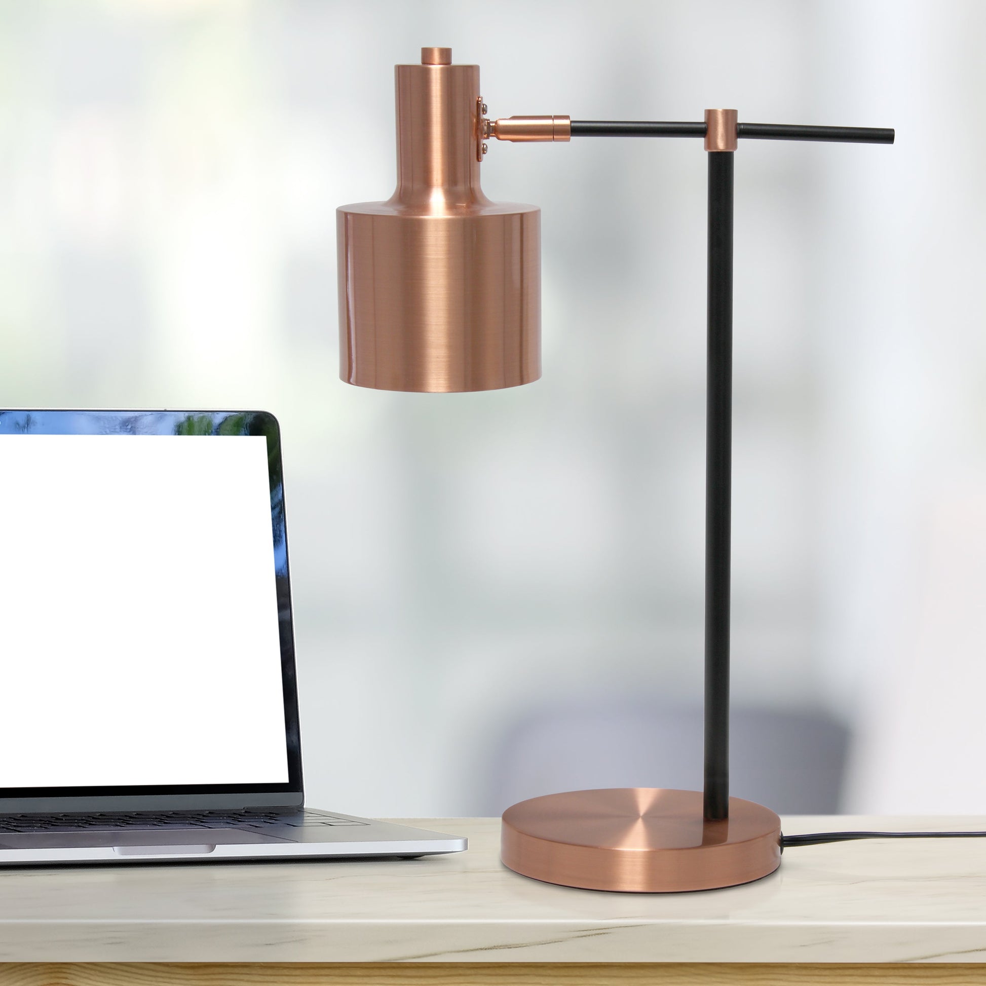 All The Rages Lalia Home Rose Gold Mid Century Modern Metal Table Lamp