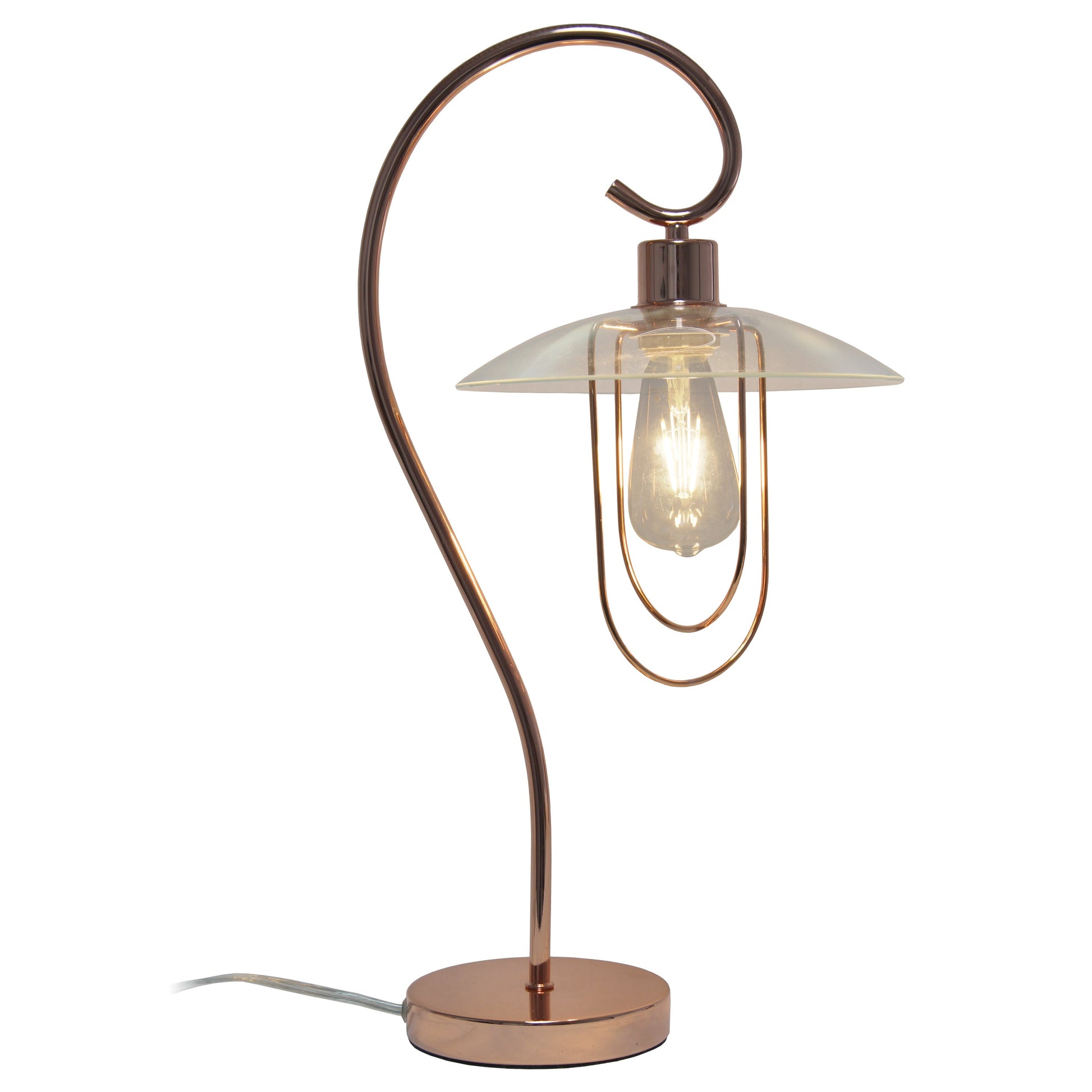 All The Rages Lalia Home Rose Gold Modern Metal Scroll Table Lamp