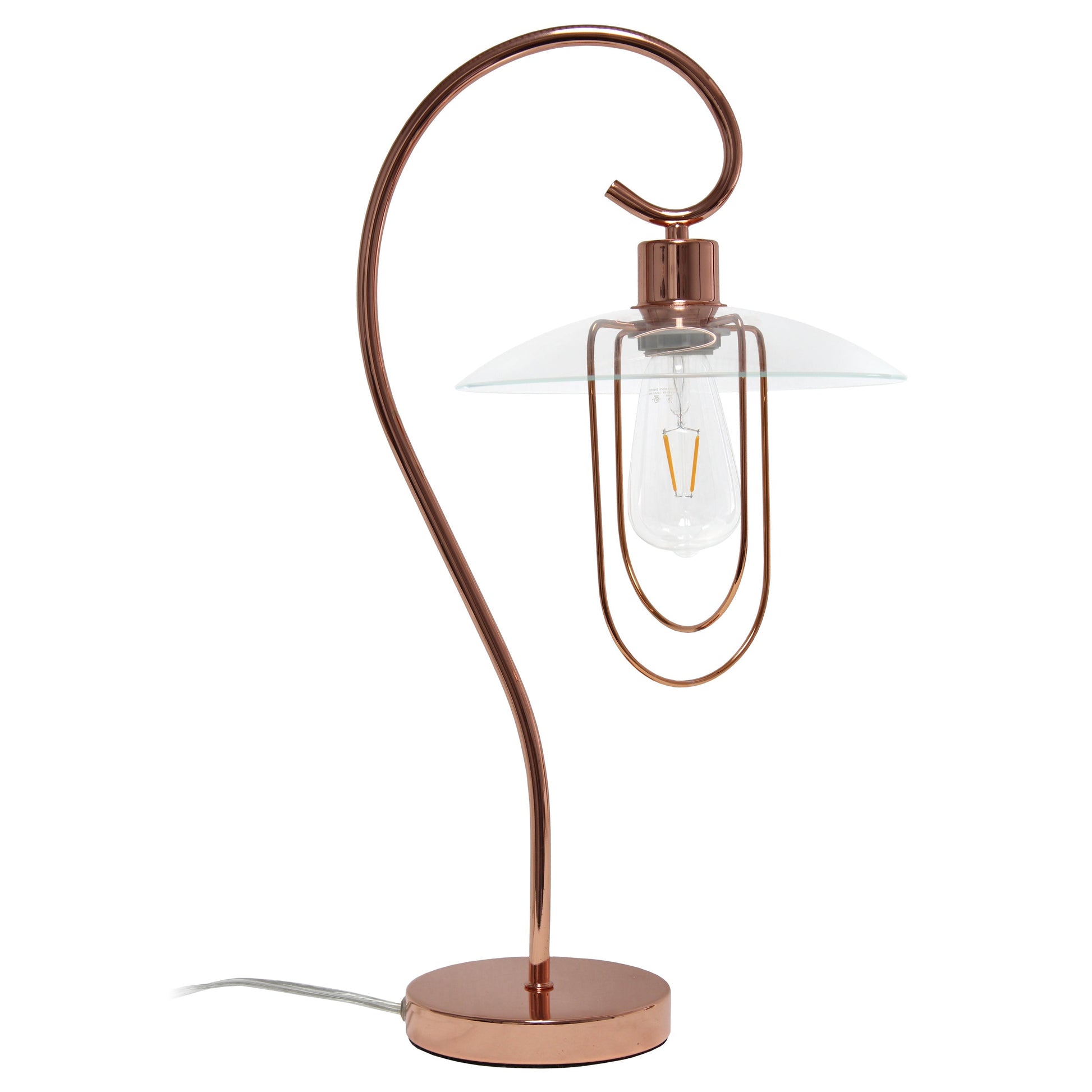All The Rages Lalia Home Rose Gold Modern Metal Scroll Table Lamp