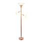 All The Rages Lalia Home Rose Gold Torchiere Floor Lamp With 2 Reading Lights & Scalloped Glass Shades