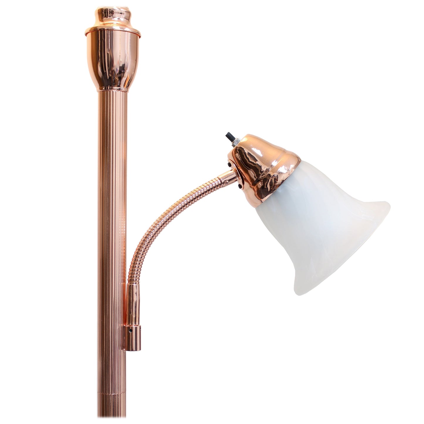 All The Rages Lalia Home Rose Gold Torchiere Floor Lamp With Reading Light & Marble Glass Shades
