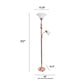 All The Rages Lalia Home Rose Gold Torchiere Floor Lamp With Reading Light & Marble Glass Shades