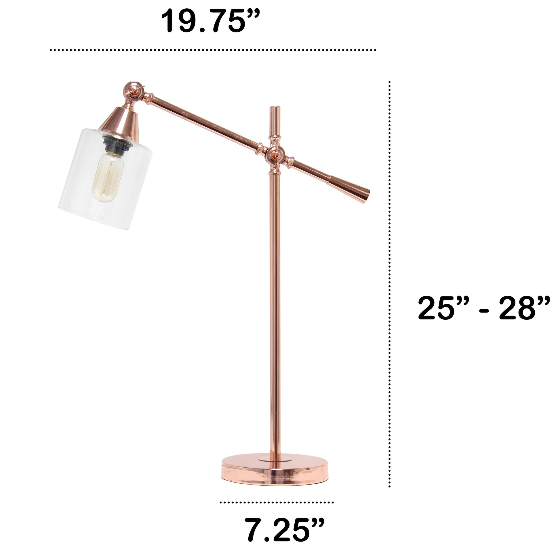 All The Rages Lalia Home Rose Gold Vertically Adjustable Table Lamp