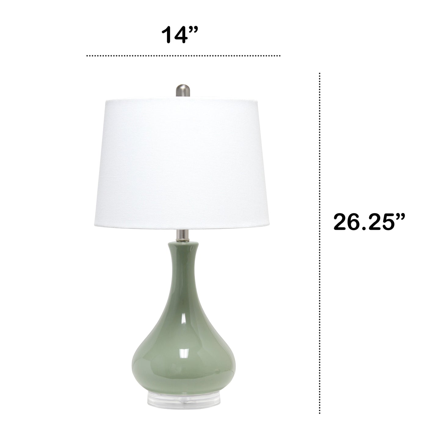 All The Rages Lalia Home Sage Green Droplet Table Lamp With Fabric Shade