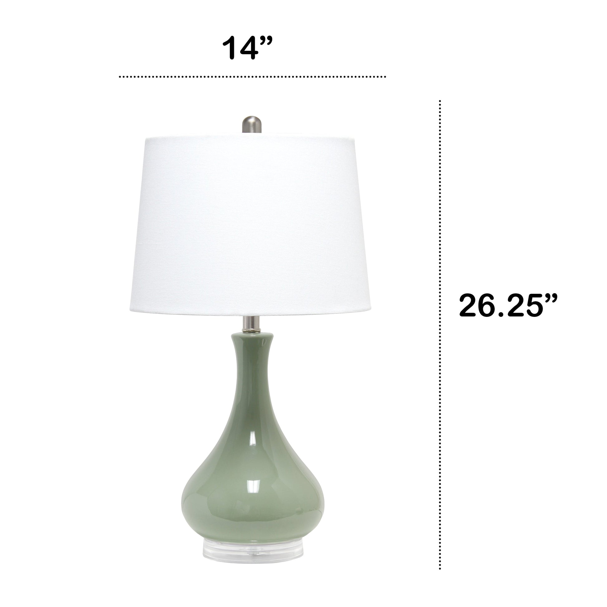 All The Rages Lalia Home Sage Green Droplet Table Lamp With Fabric Shade