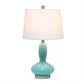 All The Rages Lalia Home Seafoam Glass Dollop Table Lamp With White Fabric Shade