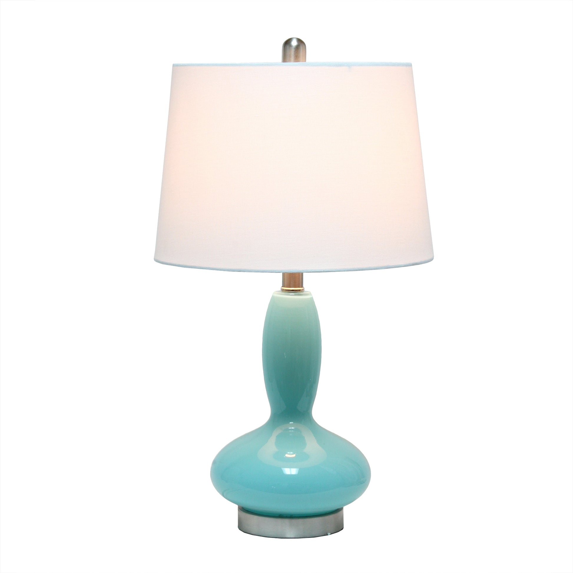 All The Rages Lalia Home Seafoam Glass Dollop Table Lamp With White Fabric Shade