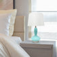 All The Rages Lalia Home Seafoam Glass Dollop Table Lamp With White Fabric Shade