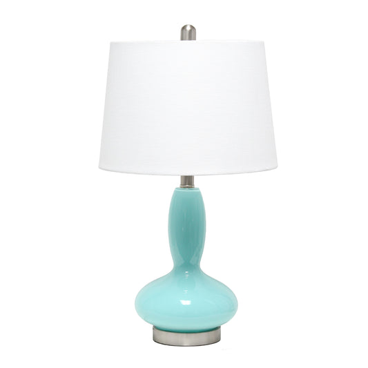 All The Rages Lalia Home Seafoam Glass Dollop Table Lamp With White Fabric Shade