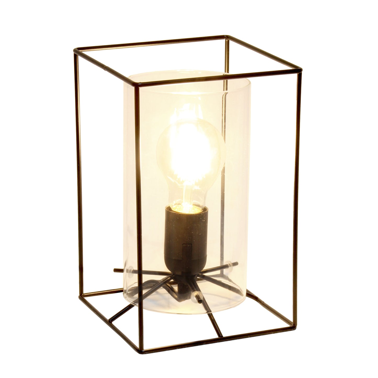 All The Rages Lalia Home Small Black Table Lamp With Clear Cylinder Glass Shade
