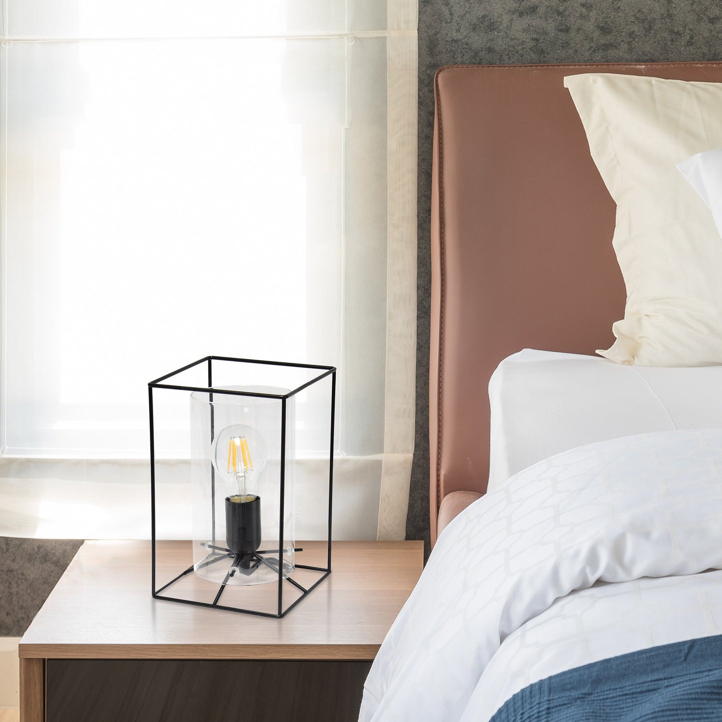 All The Rages Lalia Home Small Black Table Lamp With Clear Cylinder Glass Shade