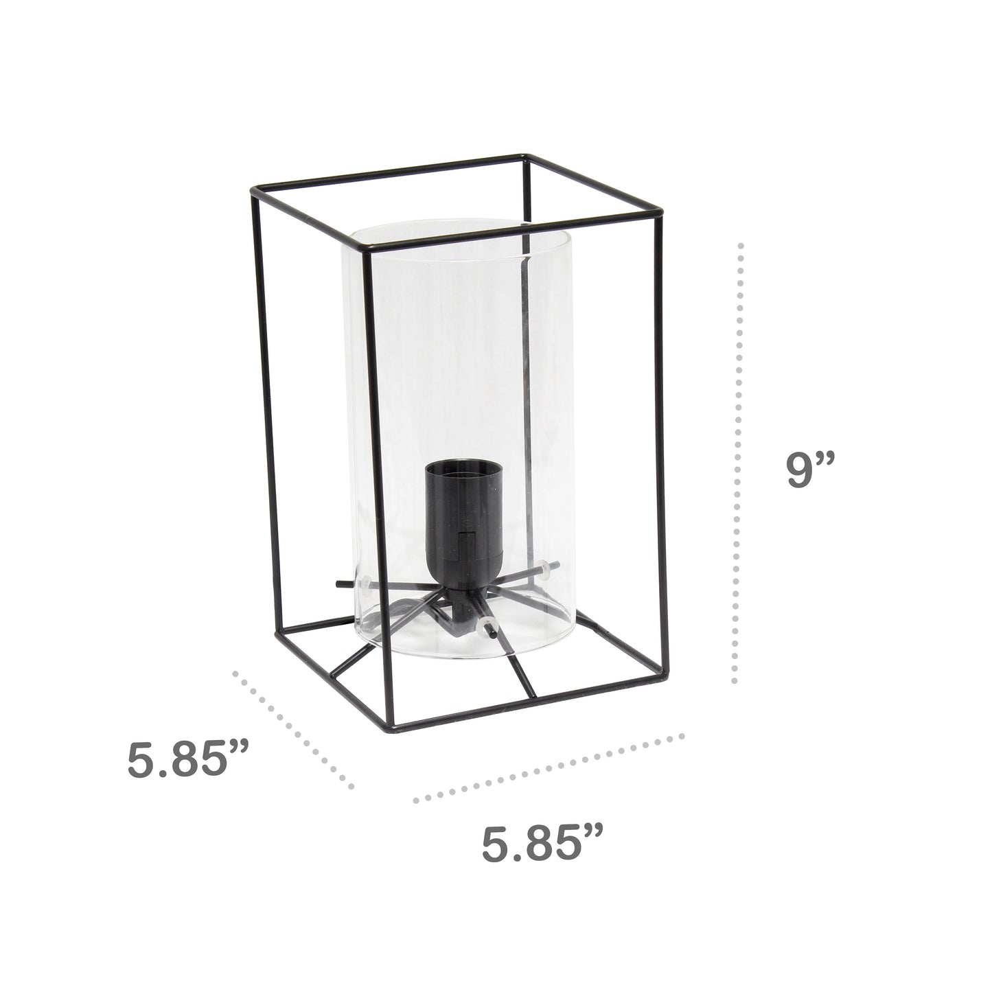 All The Rages Lalia Home Small Black Table Lamp With Clear Cylinder Glass Shade