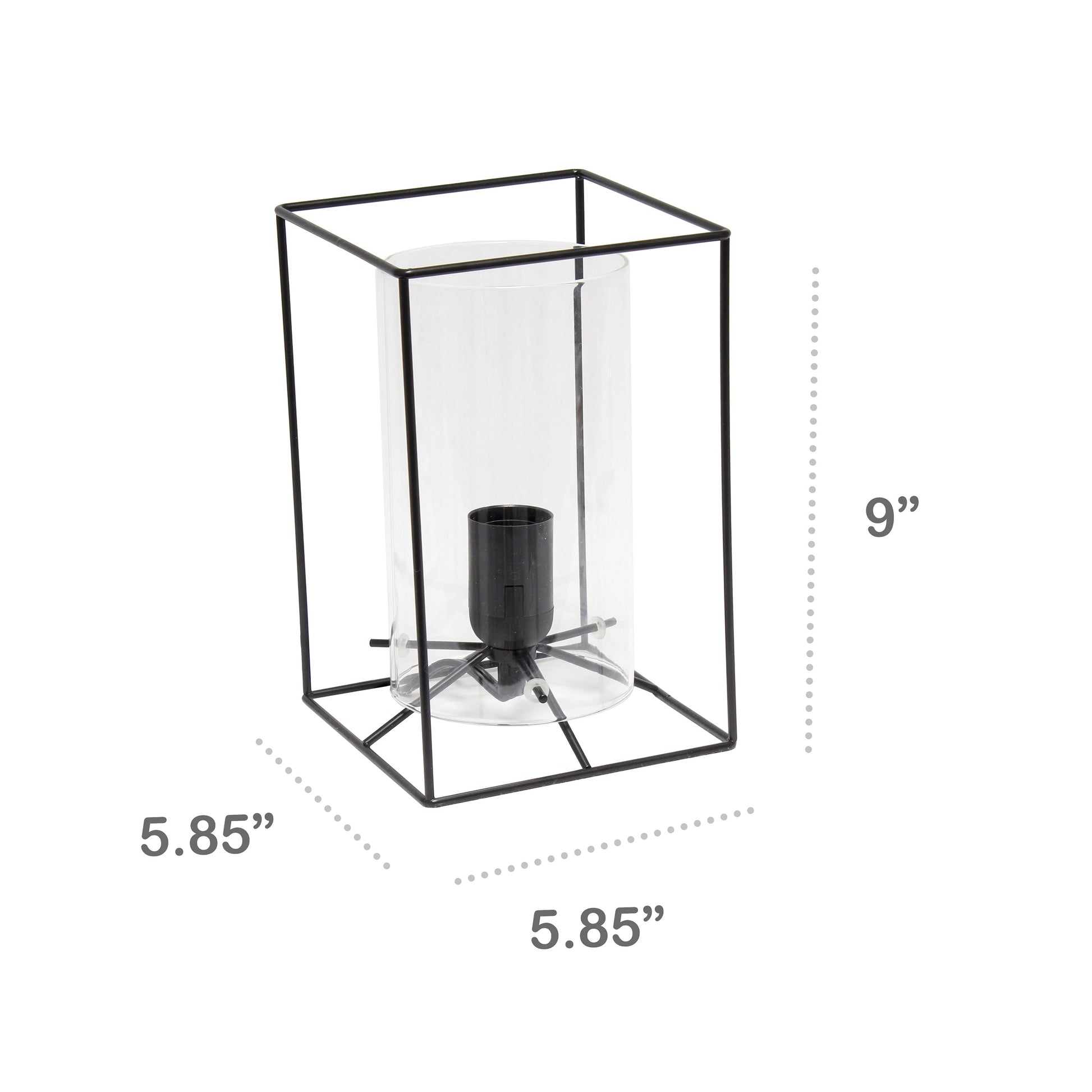 All The Rages Lalia Home Small Black Table Lamp With Clear Cylinder Glass Shade