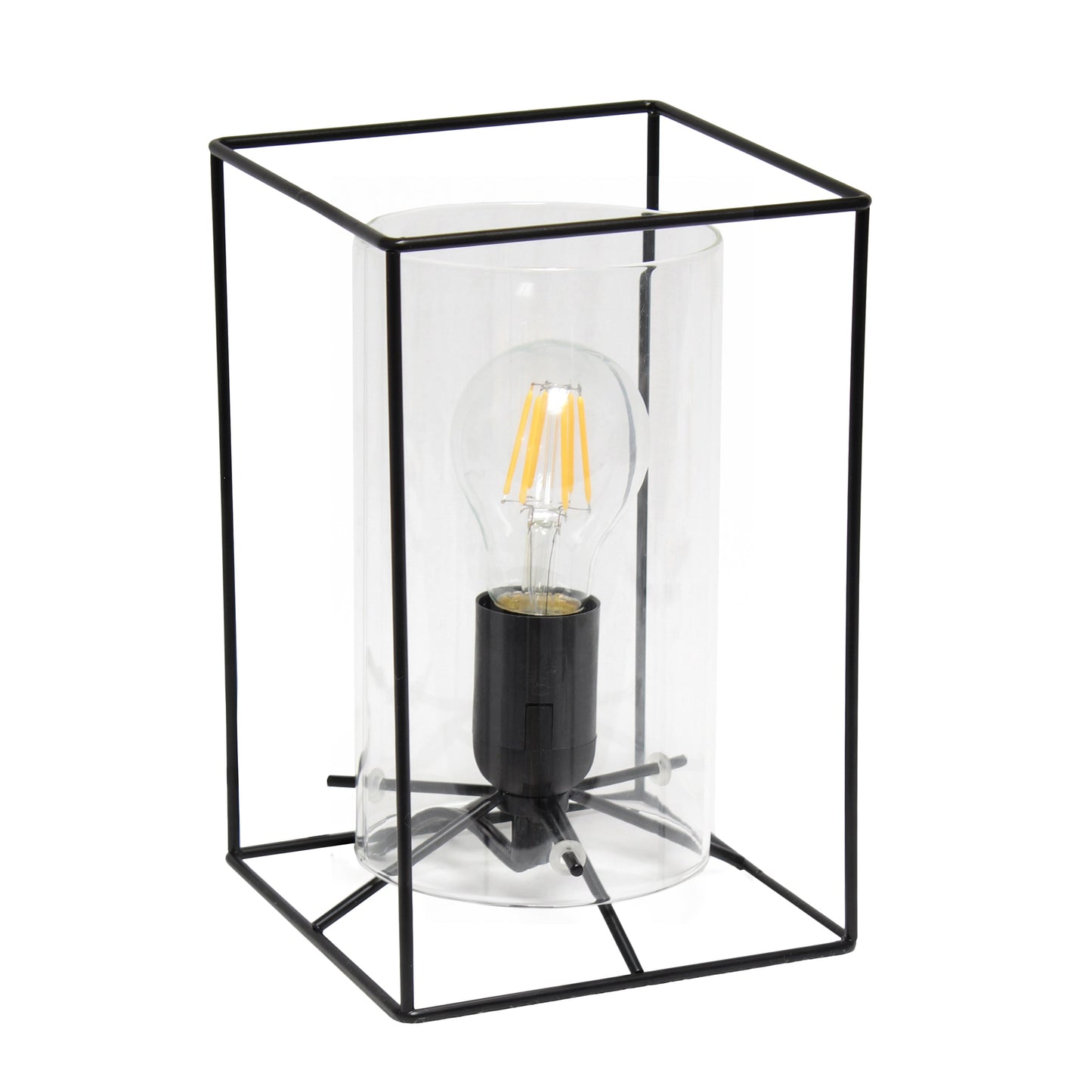 All The Rages Lalia Home Small Black Table Lamp With Clear Cylinder Glass Shade