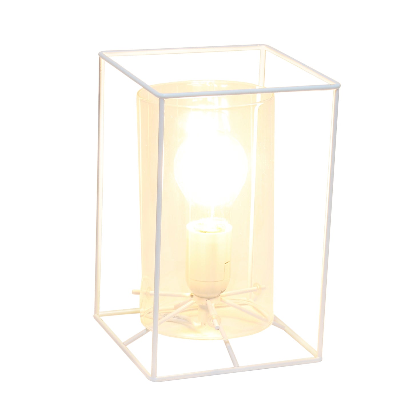 All The Rages Lalia Home Small White Table Lamp With Smoked Cylinder Glass Shade