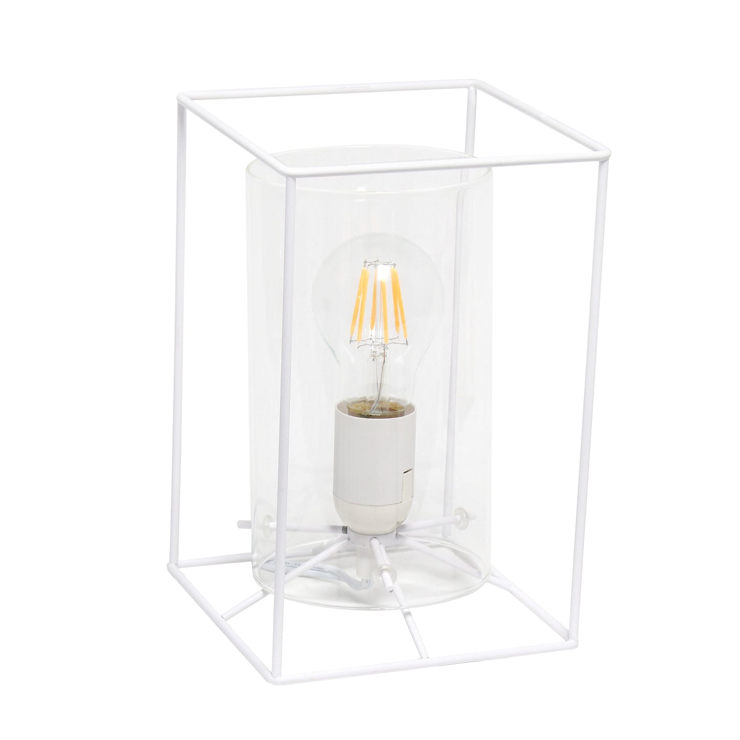 All The Rages Lalia Home Small White Table Lamp With Smoked Cylinder Glass Shade