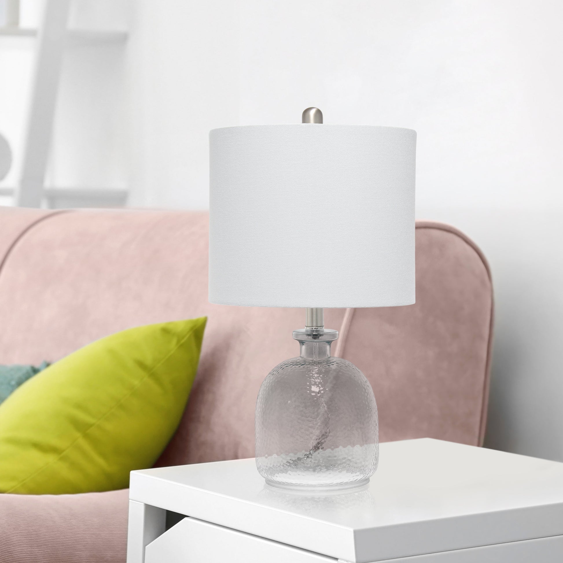 All The Rages Lalia Home Smokey Gray Hammered Glass Jar Table Lamp With Gray Linen Shade